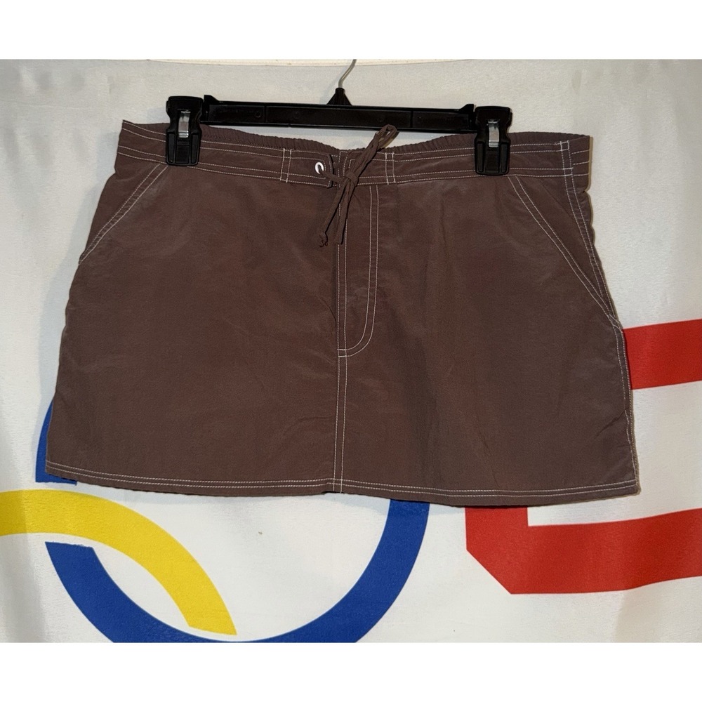Vintage Beach House Swim Skirt Womens 8 Brown Nylon 80s 90s